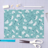 Elegantes Blumenmuster - Aquamarin & weiß botanisc Seidenpapier (Handwerk)