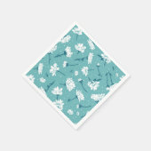 Elegantes Blumenmuster - Aquamarin & weiß botanisc Serviette (Ecke)