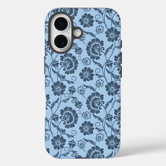 Elegantes Blumenmuster auf hellblauem Hintergrund Case-Mate iPhone Hülle (Rückseite)