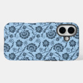Elegantes Blumenmuster auf hellblauem Hintergrund Case-Mate iPhone Hülle (Rückseite (Horizontal))