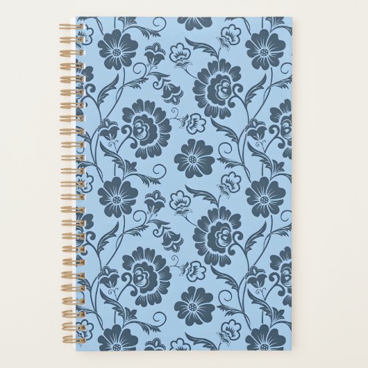 Elegantes Blumenmuster auf hellblauem Hintergrund Planer (Vorderseite)