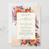 Elegantes Blumenmuster aus Terracotta, orange, vio Einladung (Vorderseite)