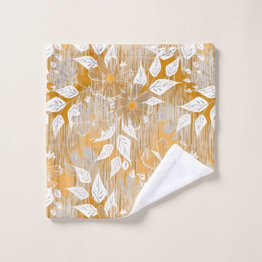 Elegantes Blumenmuster. Badhandtuch Set (Waschlappen)