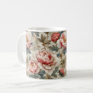 Elegantes Blumenmuster. Blassrosa Pfingstrosen Kaffeetasse