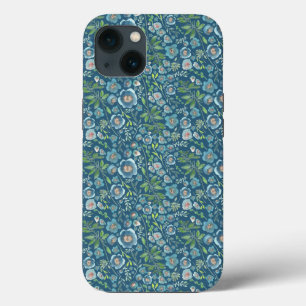 Elegantes Blumenmuster Blau Case-Mate iPhone Hülle