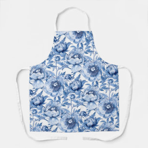Elegantes Blumenmuster Blau-weiße Chinoiserie Schürze