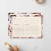 Elegantes Blumenmuster-Brautparty Rosa Rezept Kart Mitteilungskarte (Vorderseite/Rückseite Beispiel)