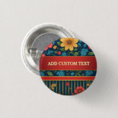 Elegantes Blumenmuster Button (Vorne & Hinten)