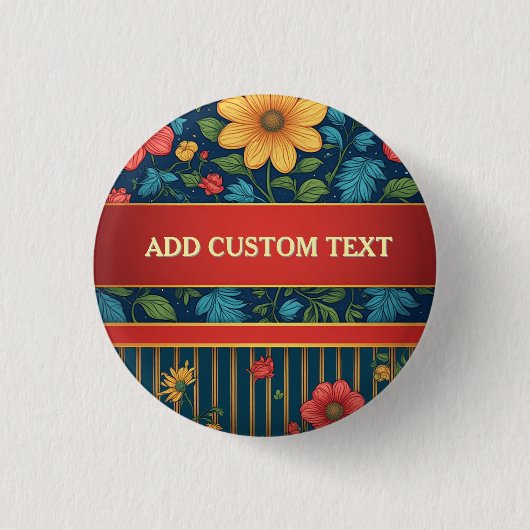 Elegantes Blumenmuster Button (Vorderseite)