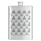 Elegantes Blumenmuster der blauen Rose Flachmann (Vorderseite)