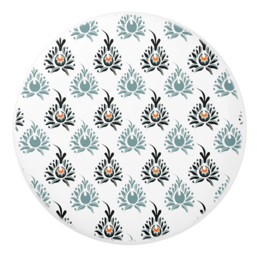 Elegantes Blumenmuster der blauen Rose Keramikknauf (Vorderseite)