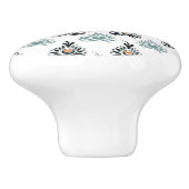 Elegantes Blumenmuster der blauen Rose Keramikknauf (Seitenansicht)