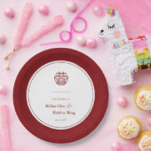 Elegantes Blumenmuster Double Xi Chinesische Hochz Pappteller (Party)