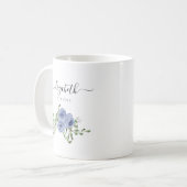 Elegantes Blumenmuster-Dusty-Blue-Aquarell-Rose-Sc Kaffeetasse (Vorderseite Links)