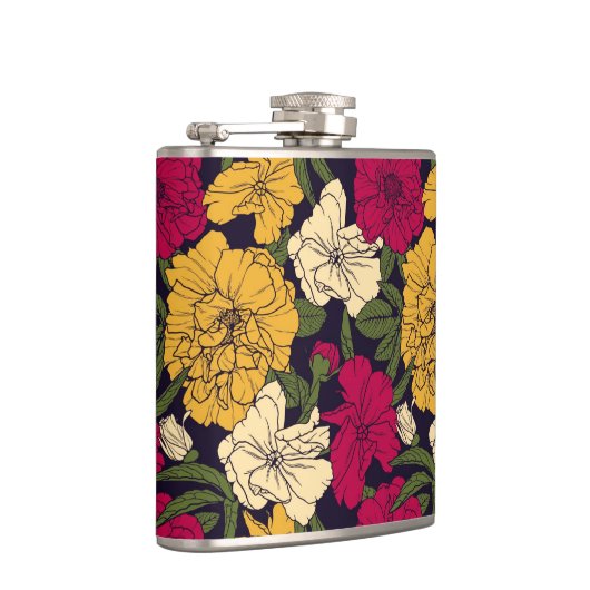 Elegantes Blumenmuster Flachmann (Rechts)