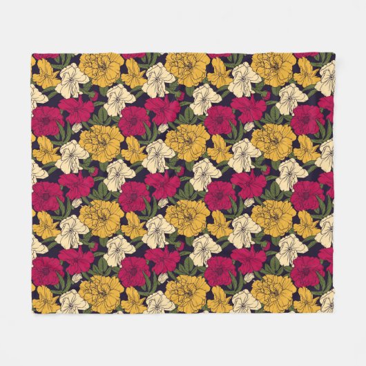 Elegantes Blumenmuster Fleecedecke (Vorderseite (Horizontal))