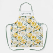 Elegantes Blumenmuster Gelb Weiß Schürze (Vorderseite)