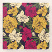 Elegantes Blumenmuster Glasuntersetzer (Vorderseite)