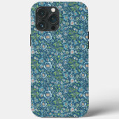 Elegantes Blumenmuster Grün Blau Case-Mate iPhone Hülle (Rückseite)
