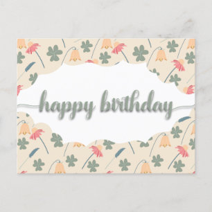 Elegantes Blumenmuster Happy Birthday Postkarte