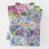 Elegantes Blumenmuster in Blau und Rosa Hydrangea Geschenkpapier Set (Beispiel)
