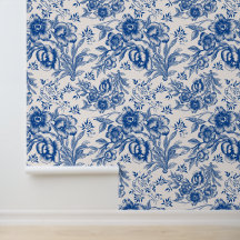 Elegantes Blumenmuster in Blau und Weiß