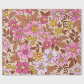 Elegantes Blumenmuster in kleinen Hand gezeichnet  Geschenkpapier (Flach)