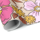 Elegantes Blumenmuster in kleinen Hand gezeichnet  Geschenkpapier (Rolleneckpunkt)