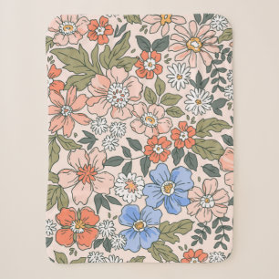 Elegantes Blumenmuster in kleinen handgezeichnet B Sherpadecke