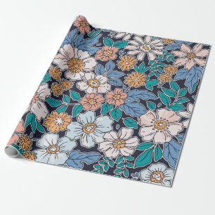 Elegantes Blumenmuster in kleiner Hand gezeichnet Geschenkpapier