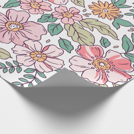 Elegantes Blumenmuster in kleiner Hand gezeichnet Geschenkpapier (Ecke)