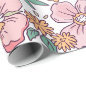 Elegantes Blumenmuster in kleiner Hand gezeichnet Geschenkpapier (Rolleneckpunkt)