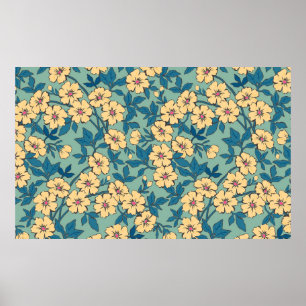 Elegantes Blumenmuster in kleiner Hand gezeichnet Poster