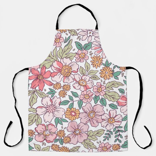 Elegantes Blumenmuster in kleiner Hand gezeichnet Schürze (Vorderseite)
