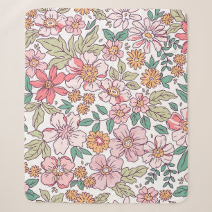 Elegantes Blumenmuster in kleiner Hand gezeichnet Sherpadecke