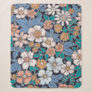 Elegantes Blumenmuster in kleiner Hand gezeichnet Sherpadecke