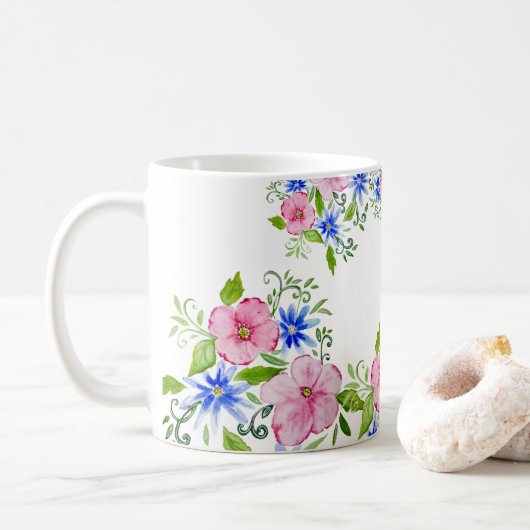 Elegantes Blumenmuster Kaffeetasse (Mit Donut)