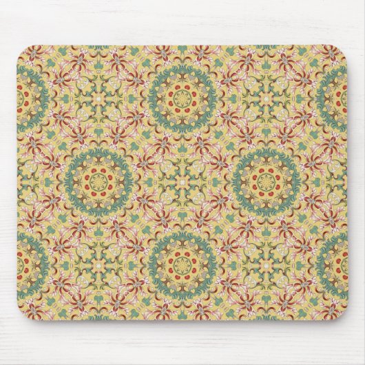 Elegantes Blumenmuster Kaleidoskop Mousepad (Vorne)