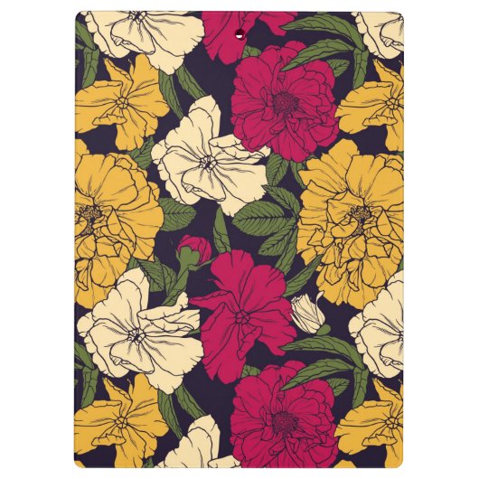 Elegantes Blumenmuster Klemmbrett (Rückseite)