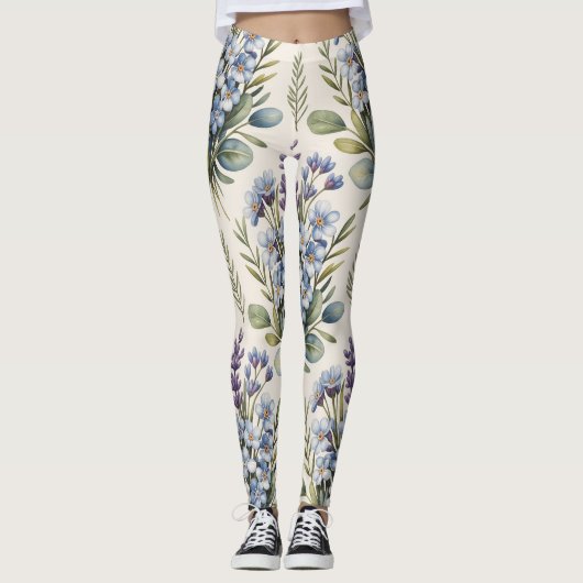 Elegantes Blumenmuster Leggings (Vorderseite)
