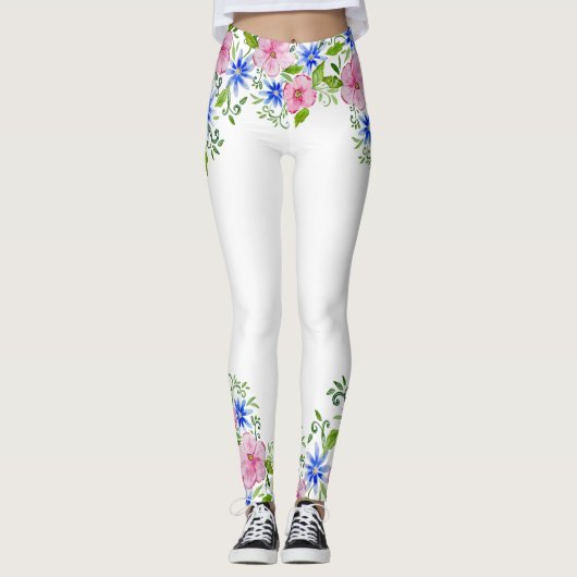 Elegantes Blumenmuster Leggings (Vorderseite)