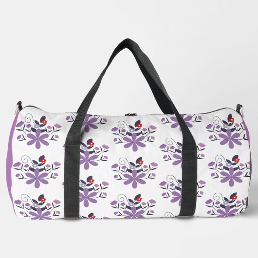 Elegantes Blumenmuster lila violett grau Duffle Bag (Vorderseite)