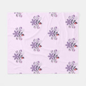 Elegantes Blumenmuster lila violett grau Fleecedecke (Vorderseite (Horizontal))