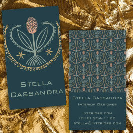 Elegantes Blumenmuster Lucile Tiles Deep Green Visitenkarte