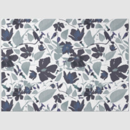Elegantes Blumenmuster Marine Gray Wasserfarbe Seidenpapier