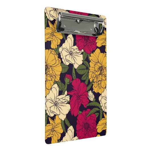 Elegantes Blumenmuster Mini Klemmbrett (Schrägansicht)