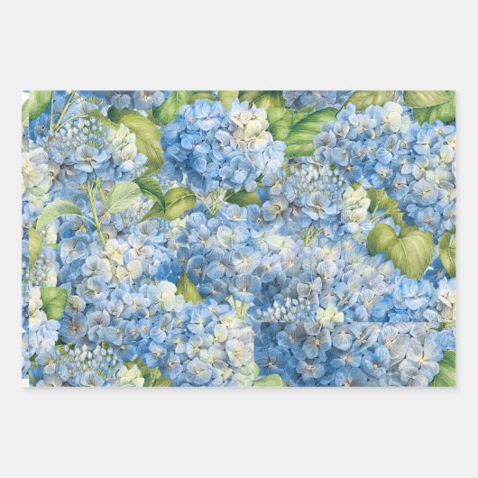 Elegantes Blumenmuster mit blauem Rosa Hydrangea-M Geschenkpapier Set (Vorderseite 2)