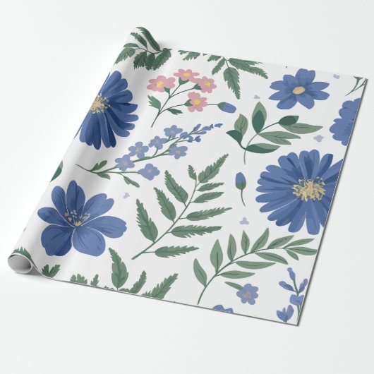 Elegantes Blumenmuster mit frischen Pflanzen Geschenkpapier (Ungerollt)