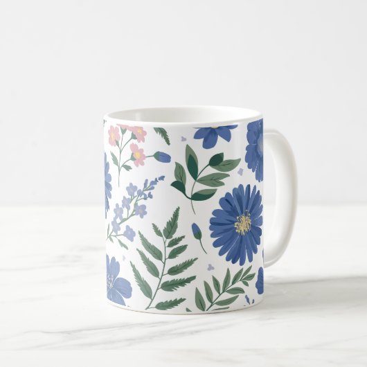 Elegantes Blumenmuster mit frischen Pflanzen Kaffeetasse (VorderseiteRechts)