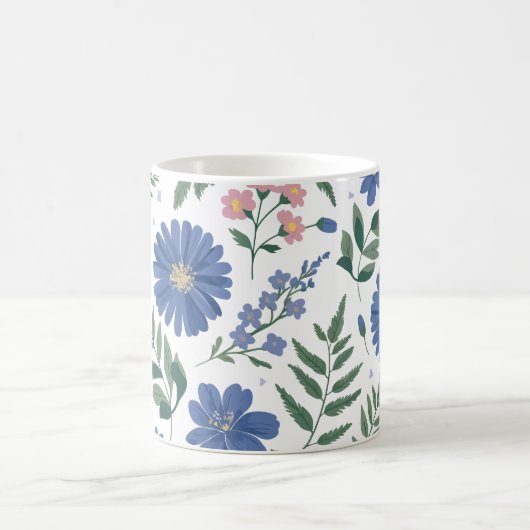 Elegantes Blumenmuster mit frischen Pflanzen Kaffeetasse (Mittel)